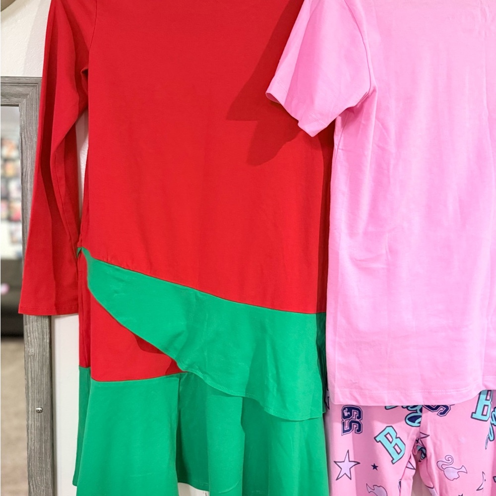 Red and Green Layered Dress
